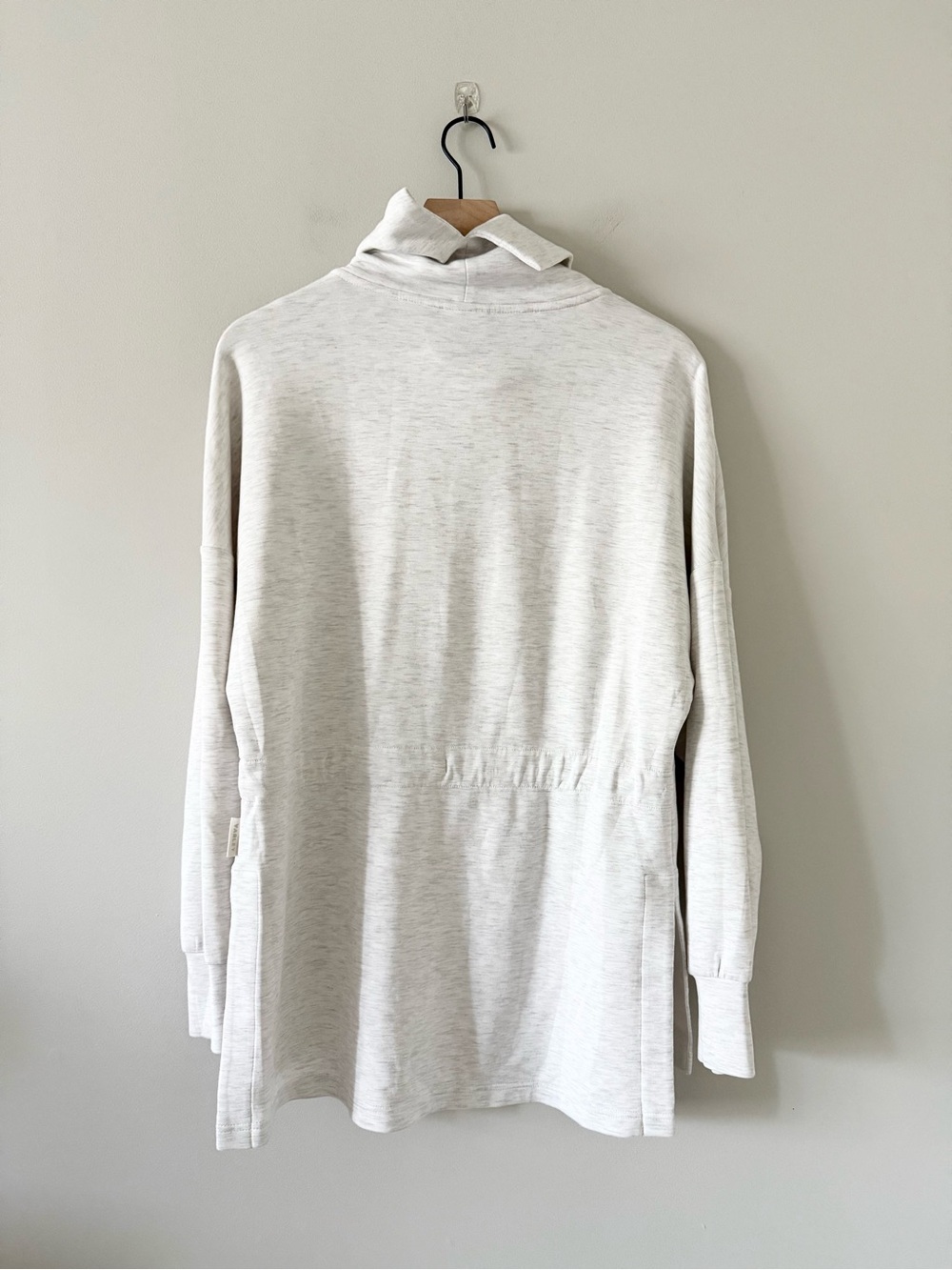 Varley Freya Sweatshirt in Ivory Marl Cowl Neck Cinch Waist Size M - Picture 5 of 9